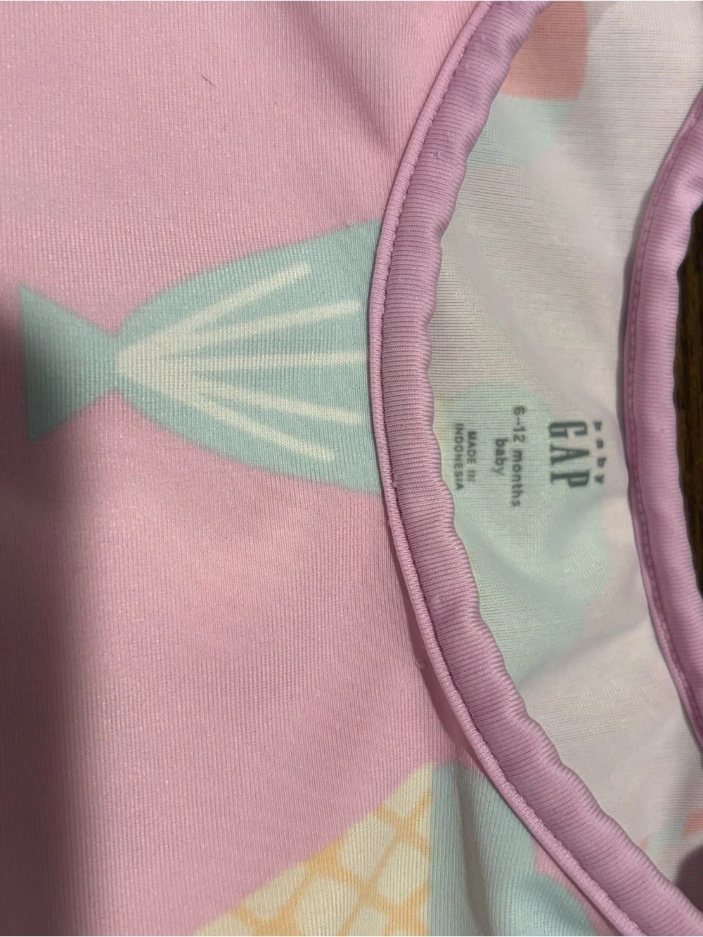 GAP Pastel Pink Baby One-Piece Swimsuit with Ice Cream Print
